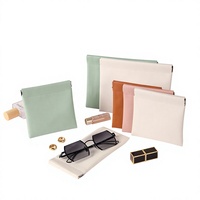 Pochette cosmétique en cuir PU de luxe personnalisée avec fermeture magnétique pour promotion