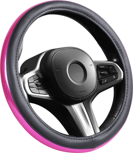 Housse de <span class=keywords><strong>volant</strong></span> de <span class=keywords><strong>voiture</strong></span> en cuir PVC multicolore, ajustement universel avec détails de fil contrasté - Product Image 3