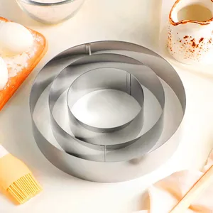 Cetakan Kue Anti Lengket Ramah Lingkungan dari Baja Tahan Karat Set Cincin Alat Panggang Bentuk Lingkaran Merek Befair - Product Image 3