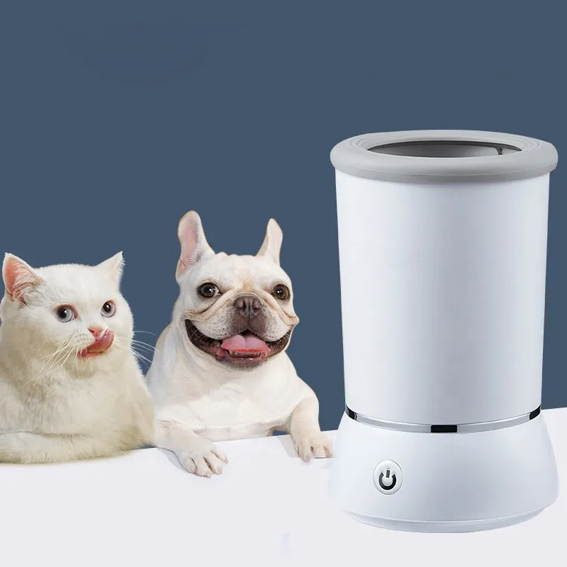 Hot Selling Milieuvriendelijke Huisdierreiniging Usb Oplaadbare Elektrische Automatische Hond Paw Cleaner Met Siliconen Borstels