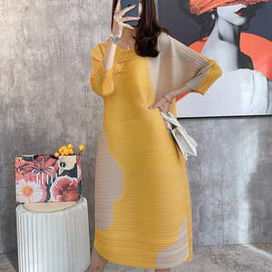 Prodotto Più Venduto dell'Estate: <span class=keywords><strong>Abito</strong></span> Miyake Plissettato Plus-Size con Patchwork, Elegante e alla Moda con Bottoni a Rana in Stile Cinese - Product Image 3