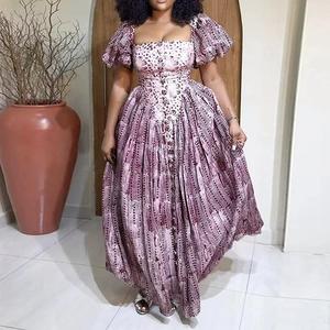 เดรสยาวลายดอกไม้ แขนพอง คอปกต่ำ เอวสูง แฟชั่นฤดูร้อนสำหรับผู้หญิง รุ่นใหม่ล่าสุด - Product Image 2