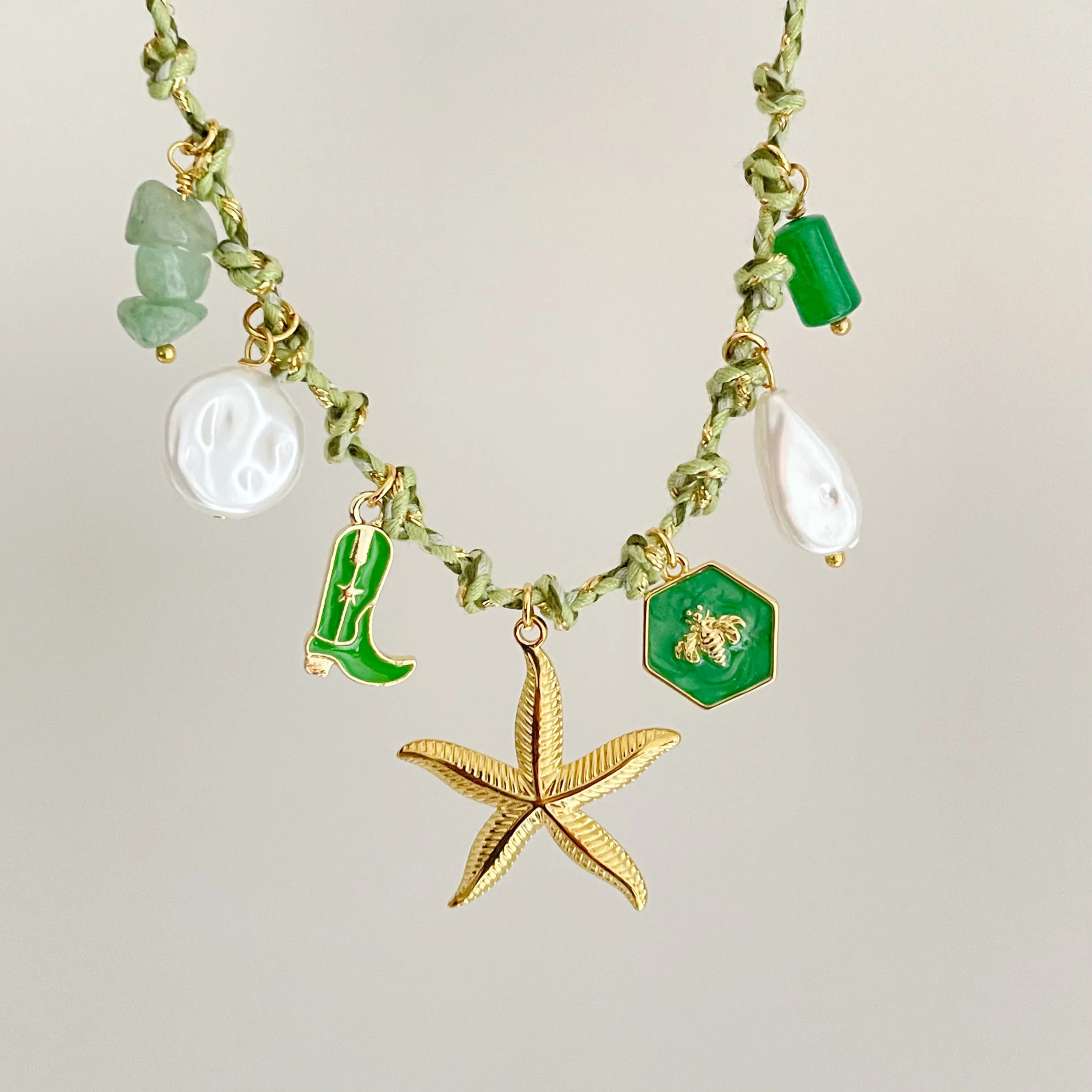 Collana con stella marina (verde)