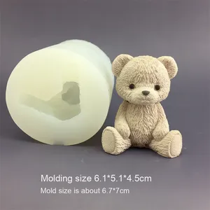 3D Silicone Resin Teddy Bear Candle Mold Handmadeor Cute Bear Aroma Candle Jar Mold for Aromatherapy Candle Making - Product Image 4
