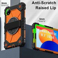 Étui robuste à 3 couches pour Xiaomi Redmi Pad SE 8.7 2024 avec support rotatif à 360°, dragonne et bandoulière, bicolore, OEM ODM