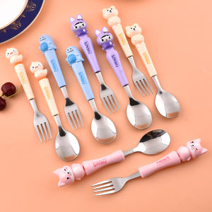 Vente en gros de couverts pour enfants ensemble cuillère fourchette couverts en forme d'animal de dessin animé pour la rentrée des classes - Product Image 1