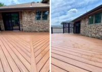 Dalles de terrasse modernes en WPC pour jardin extérieur, antidérapantes, finition grain de bois, technique brossée en usine