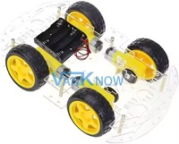 DIY 四轮驱动智能机器人汽车底盘套件，带 4 个 TT 电机、速度编码器和电池座，适用于 STEM 教育机器人学