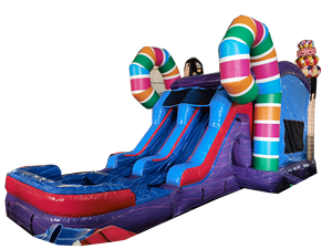 Château gonflable commercial double piste pour enfants, thème bonbons, <span class=keywords><strong>avec</strong></span> <span class=keywords><strong>piscine</strong></span> géante, prix usine, en vente - Product Image 1