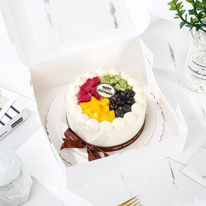 Boîte à gâteau carrée blanche biodégradable à fenêtre, en carton gaufré, avec finition mate/brillante et vernissage UV – Meilleures ventes - Product Image 4