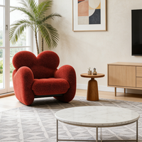 Fauteuil d'appoint moderne en forme de cœur rouge en bouclette, fauteuil confortable en sherpa, canapé simple pour salon, chambre à coucher, meubles de luxe