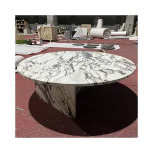 Tables basses modernes en marbre Calacatta Viola Design rond Décoration intérieure finie polie