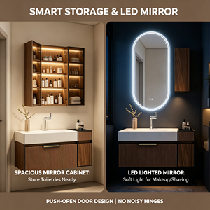Conjunto de Muebles de Baño 90 Especial con Espejo Esmerilado, Muebles de Baño Modernos en Venta - Product Image 4