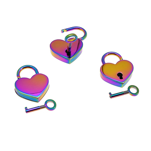 Замок в форме сердца мини-замок из цинкового сплава для ноутбука Радужный цвет - Product Image 1