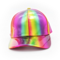 Magnifiques casquettes de festival unisexes en PU imperméable, colorées, à 6 panneaux, imprimées numériquement, brodées à la machine, avec fermeture auto-agrippante
