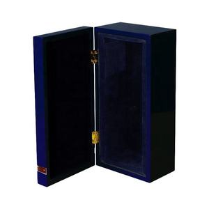 Caja de Vino Cilíndrica Hecha a Mano de Primera Calidad DS, Lacada en Azul Brillante, Madera Natural MDF, para Whisky, Vodka, Tequila, Café, Té, Chocolate - Product Image 6