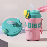 Termo de Acero Inoxidable Md224 para Niñas, 450 ml, Lindas Botellas de Agua con Dibujos Animados para Bebés y Niños, Taza Escolar Portátil para Niños