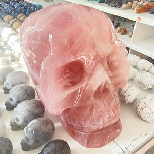 天然高品質クリスタルスカル卸売カスタムサイズビッグサイズラージローズクォーツスカル - Product Image 6