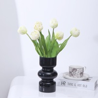 Bouquet de 3 tulipes artificielles en silicone souple, fleurs artificielles au toucher réel, pour hôtel, restaurant, salon, décoration de la maison