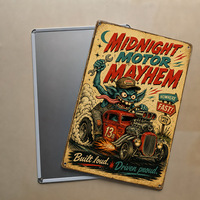Letrero Metálico Retro Vintage de Carreras Hot Rod Monster, Letrero de Metal Estilo Antiguo para Garaje, Cueva del Hombre, Taller, Póster de Pared