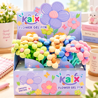 Stylos gel KAIX à fleurs, design élégant, encre gel neutre pour filles, ensembles de stylos à encre gel, dessins animés, 6 couleurs, vente en gros pour cadeau