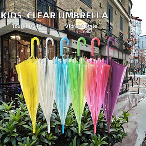 Parapluies transparents vibrants de 21 pouces avec poignée robuste, équipement de pluie, couleurs assorties pour la vente en gros, trajets quotidiens et utilisation en extérieur - Product Image 2