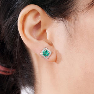 Pendientes de Esmeralda Cwod con Engaste de Garra, Piedra Verde Cuadrada, Aleación, Joyería Clásica de Moda para Mujer - Product Image 4