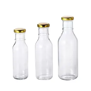 Botella de cristal con tapa de metal para zumos, frutas, bebidas, 250ml, 350ml, 500ml, venta al por mayor