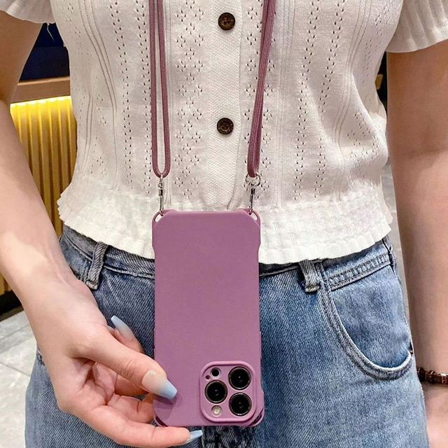 Best-Selling Four-Corner Anti-Drop Liquid Lanyard Multi-Functional Phone Case for iPhone 16 Pro Max for Rope Accessory