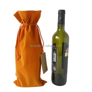 기념일 선물을위한 사용자 정의 로고 럭셔리 플란넬 벨벳 포도 와인 병 파우치 가방