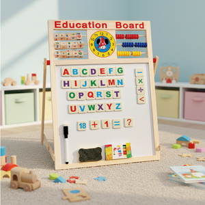 Juguete Educativo para Niños, Aprendizaje del Alfabeto y Matemáticas, Tablero de Aprendizaje Multifuncional Creativo, Divertido Tablero de Dibujo de Madera - Product Image 1