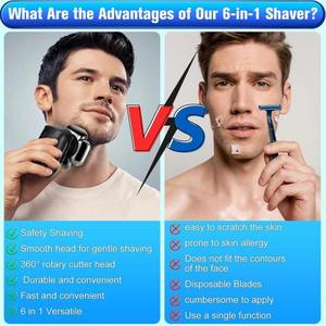 Upgraded 6-in-1 Electric <b>Razor</b> for Men 9D 9-Head Shavers with LED Display IPX7 Waterproof Rotary Shaver for Bald Men - Product Image 6