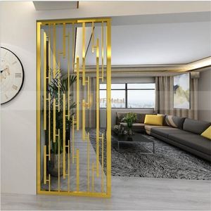 LL335 Metal <b>Screen</b> Room Divider Hot Sell <b>Wall</b> Partition Stainless Steel Brushed Gold Laser Machine Cut Panel Interior Waterproof - Product Image 4