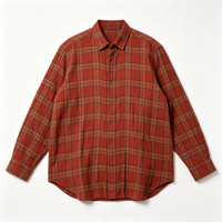Kemeja Flanel Kotak-kotak Pria Custom OEM Lengan Panjang Kemeja Vintage Motif Kotak-kotak Streetwear Kasual Kemeja Kancing Depan Pemasok Pabrik