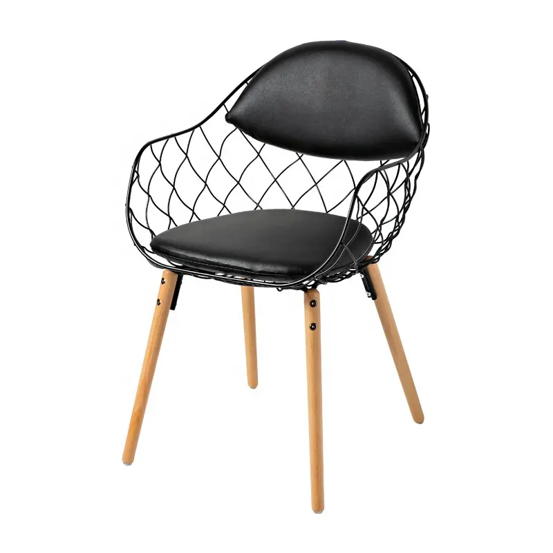 AIRFFY OEM/ODM sillas de comedor Hot Sale Simple Design Restaurant Furniture Armrest Wooden Base Dining Chair