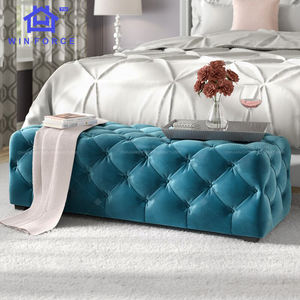 Manufacturer Wholesale Removable Wood Leg Kids Low Stool Footrest Ottomans Upholstered <strong>Footstool</strong> <strong>Chesterfield</strong> Pouf Stool - Product Image 2