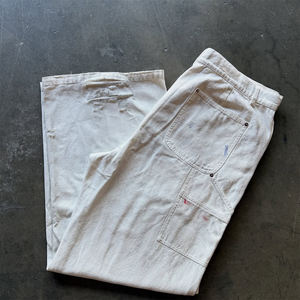 Pantalones de Trabajo de Carpintero Holgados y Personalizados con Doble Rodillera, Estilo Vintage, Pintados a Mano, Desgastados y Rotos, para Hombre - Product Image 1