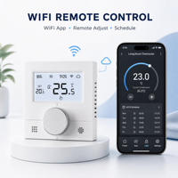 Termostato Inteligente WiFi con Pantalla LCD, Material PC+ABS Antiinflamable, Calefacción Hidrónica, Alimentado por Batería, para Control de Calderas