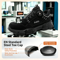 Nouvelles Chaussures de Sécurité à Bouton Rotatif pour Hommes, Protection du Travail Anti-Écrasement et Anti-Perforation, Chaussures de Travail Basses pour Hommes