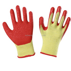 Guantes de punto de algodón con revestimiento de látex liso rojo Guantes de construcción de algodón de Palma de látex arrugado para el trabajo - Product Image 4