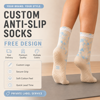 Chaussettes de yoga et de Pilates respirantes de haute qualité, personnalisables, en coton, pour femmes, mi-mollet, avec grip professionnel