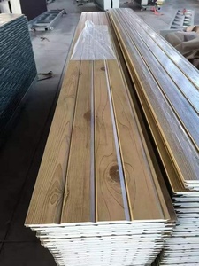 Meilleur prix, panneaux muraux en métal PU à grain de bois anti-UV de 383 mm, <span class=keywords><strong>pose</strong></span> rapide, revêtement mural, panneaux sandwich - Product Image 3