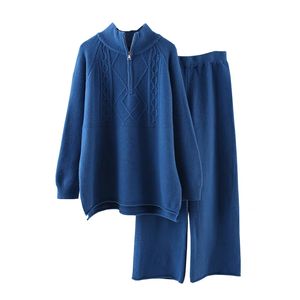 Nuevo conjunto de suéter de punto de alta calidad 2024 para mujer, conjunto de suéter y pantalón de talla grande personalizado para mujer <span class=keywords><strong>Ax23</strong></span> - Product Image 1