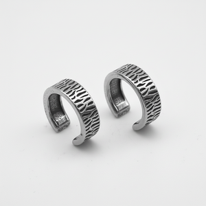 Pendientes de Oreja para Hombre, Acero Inoxidable 316L, Hipoalergénicos, Textura de Corteza de Árbol, Banda Ancha, Sin Perforación, Clip, Estilo Vintage, Minimalista, Regalo Único - Product Image 1