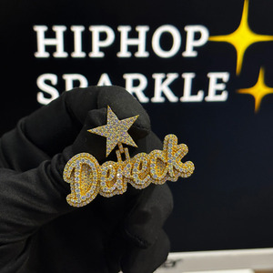Personalized 2 Inch <b>Iced</b> <b>Out</b> Pendant Moissanite Diamond 14K Gold Plated Hip Hop Custom Luxury Jewelry Bling <b>Chain</b> Pendant - Product Image 6