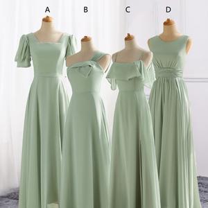 Abiti da Damigella <span class=keywords><strong>Verde</strong></span> Salvia in Chiffon Fluido, Abiti da Cerimonia Mix & Match per <span class=keywords><strong>Damigelle</strong></span> - Product Image 1