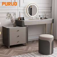 PURUO – chaise de chambre à coucher en velours, Design moderne, tabouret de maquillage rond nordique, vente en gros