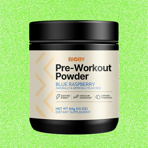 Bioby OEM Pre-Entrenamiento con Vitamina B12, B6 y Magnesio - Frambuesa Azul 213g 135mg Cafeína - Energía y Resistencia - Product Image 1