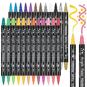 12/24/36/48/60 Colors Diy Art Rock Marker Pen Waterproof Metallic Oem Permanent Pen Dual Tip Acrylic <b>Paint</b> Pens - Product Image 1