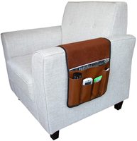 Organisateur de repose-bras de canapé en cuir antidérapant avec support pour télécommande, sac de rangement pliable écologique pour salon